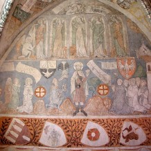 Ląd, freski w oratorium Jakuba Apostoła, scena fundacyjna.